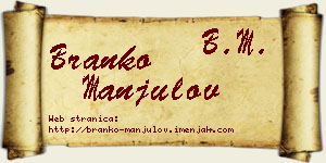 Branko Manjulov vizit kartica